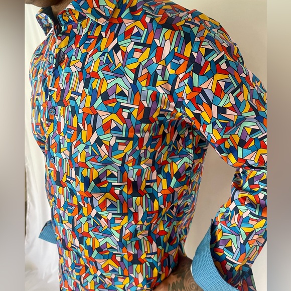 Mizumi Couture modern fit Colorful button down Shirt NWT - Picture 4 of 15